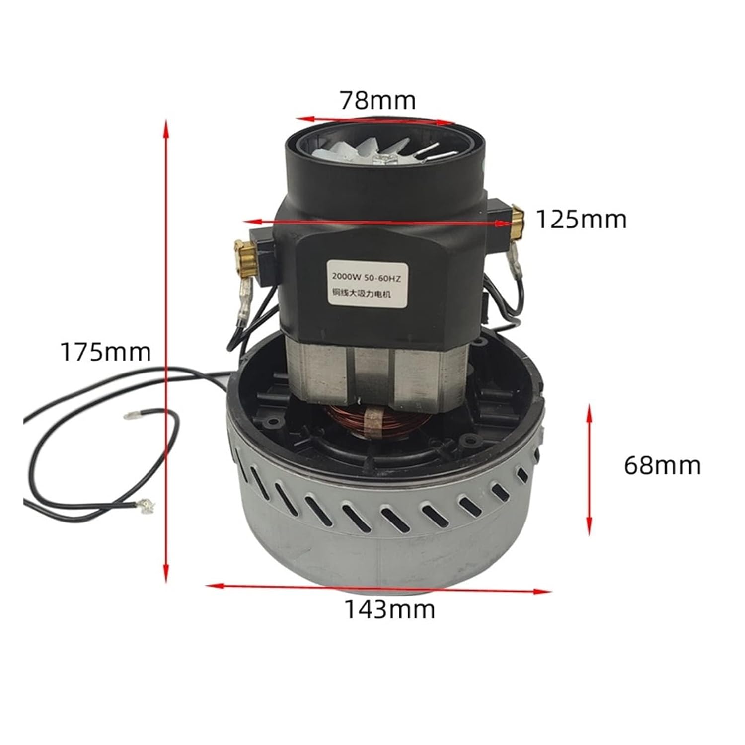 Wet Dry Suction Fan Motor Accessories, Compatible for 220V 2000W Industrial Vacuum Cleaner Motor Large Power Copper Wire Vacuum Cleaner Parts