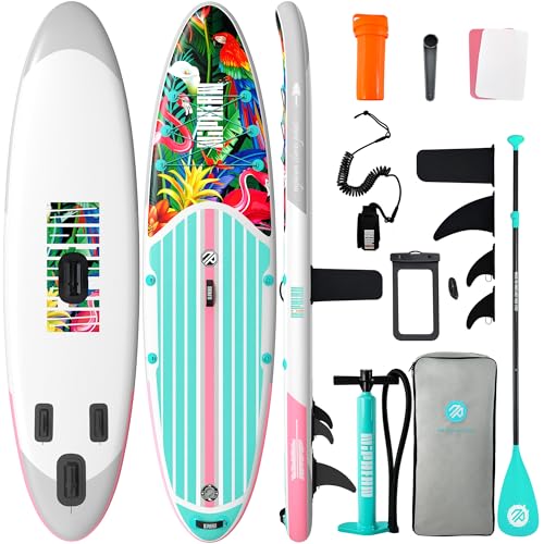Niphean Inflatable Stand Up Paddle Board with SUP Accessories, Anti-Slip EVA Deck, 10’6’’ Inflatable Paddle Boards for Adults & Youth of All Skill Levels