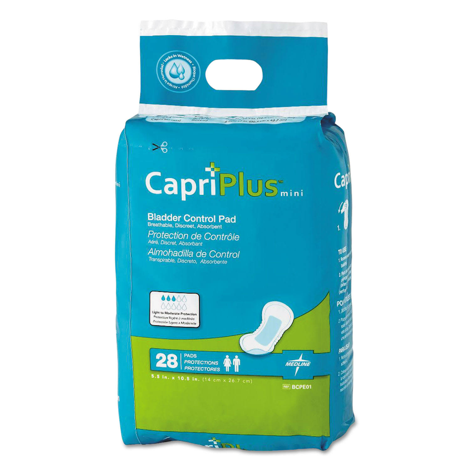 Capri Plus Bladder Control Pads, 5.5x22 x 10.5x22