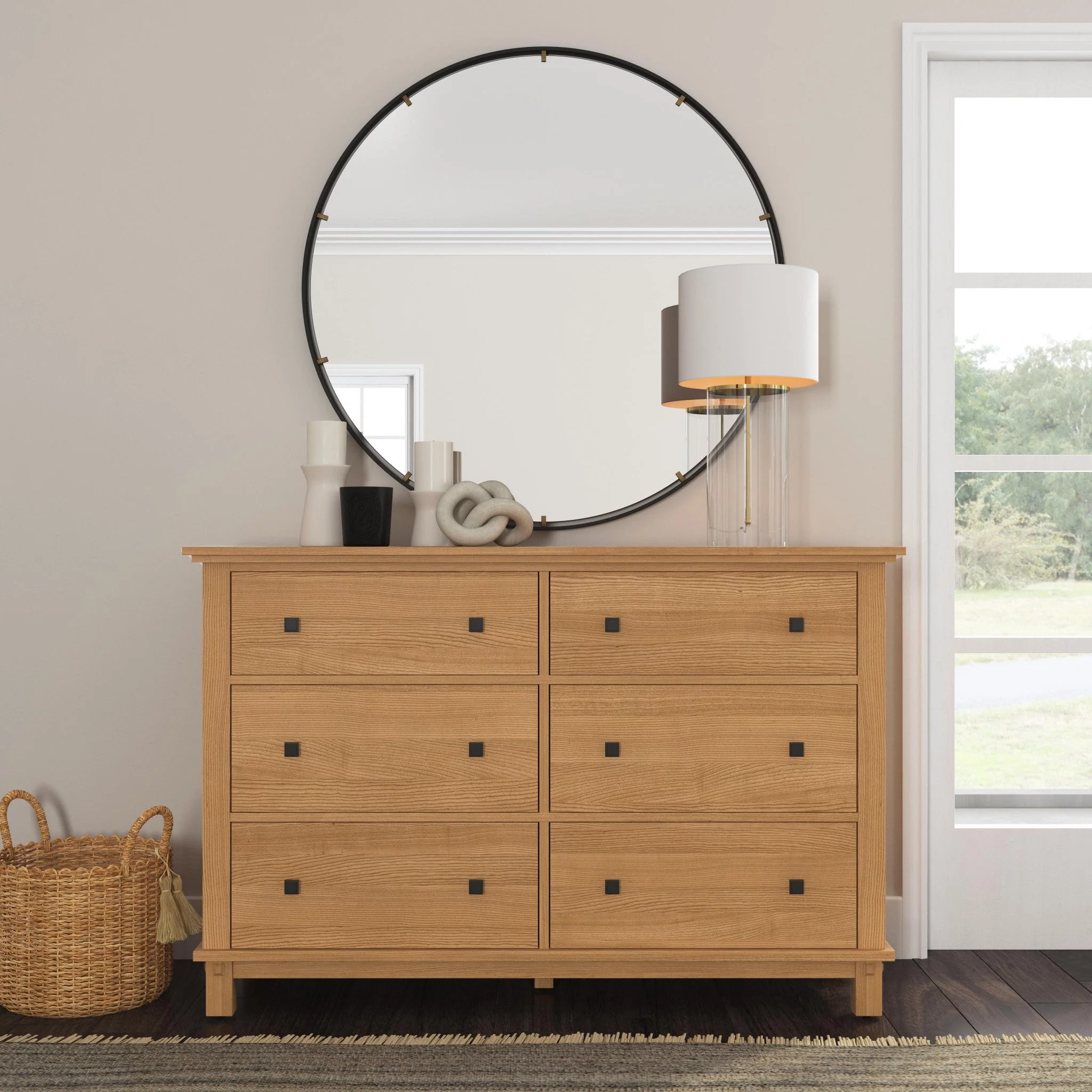 Homestyles Oak Park 6-Drawer Traditional Wood Dresser in Brown