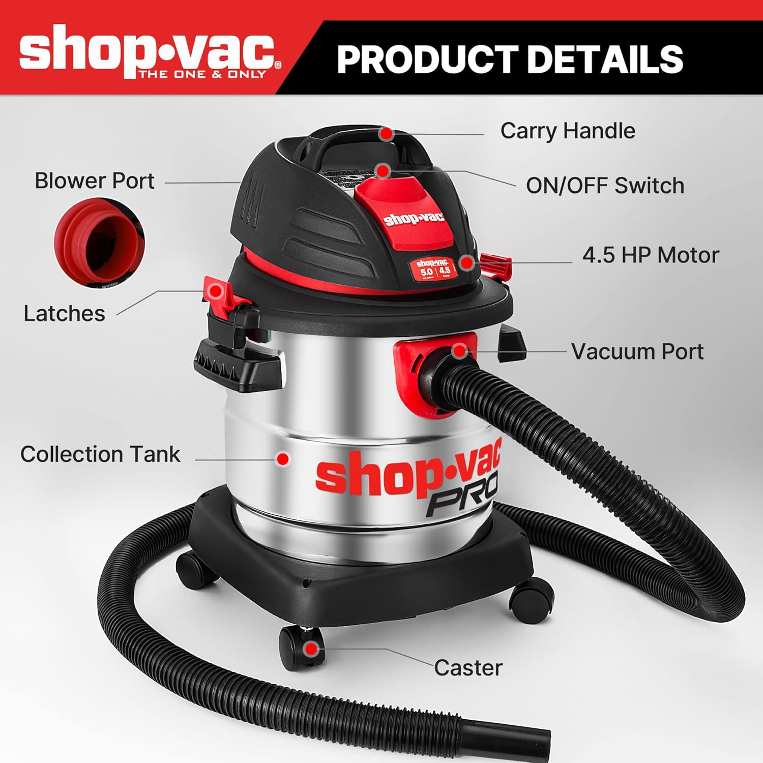 Shop-Vac 5 Gallon 4.5 Peak HP Wet/Dry Vacuum and Dust Collector