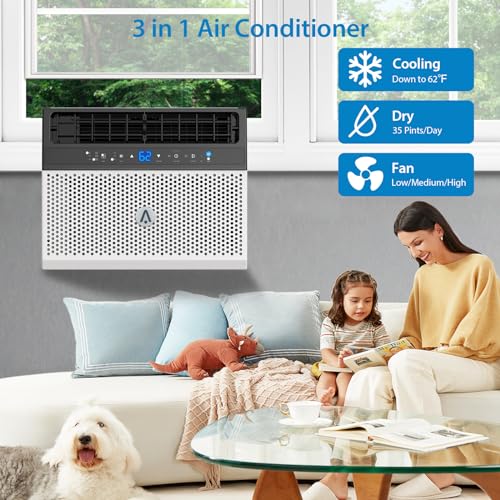 6000BTU Window Air Conditioner, AC Window Unit with Washable Filter, Remote Control, Quiet Operation, Fan, Cools Up to 370 Square Feet, 110V/60Hz
