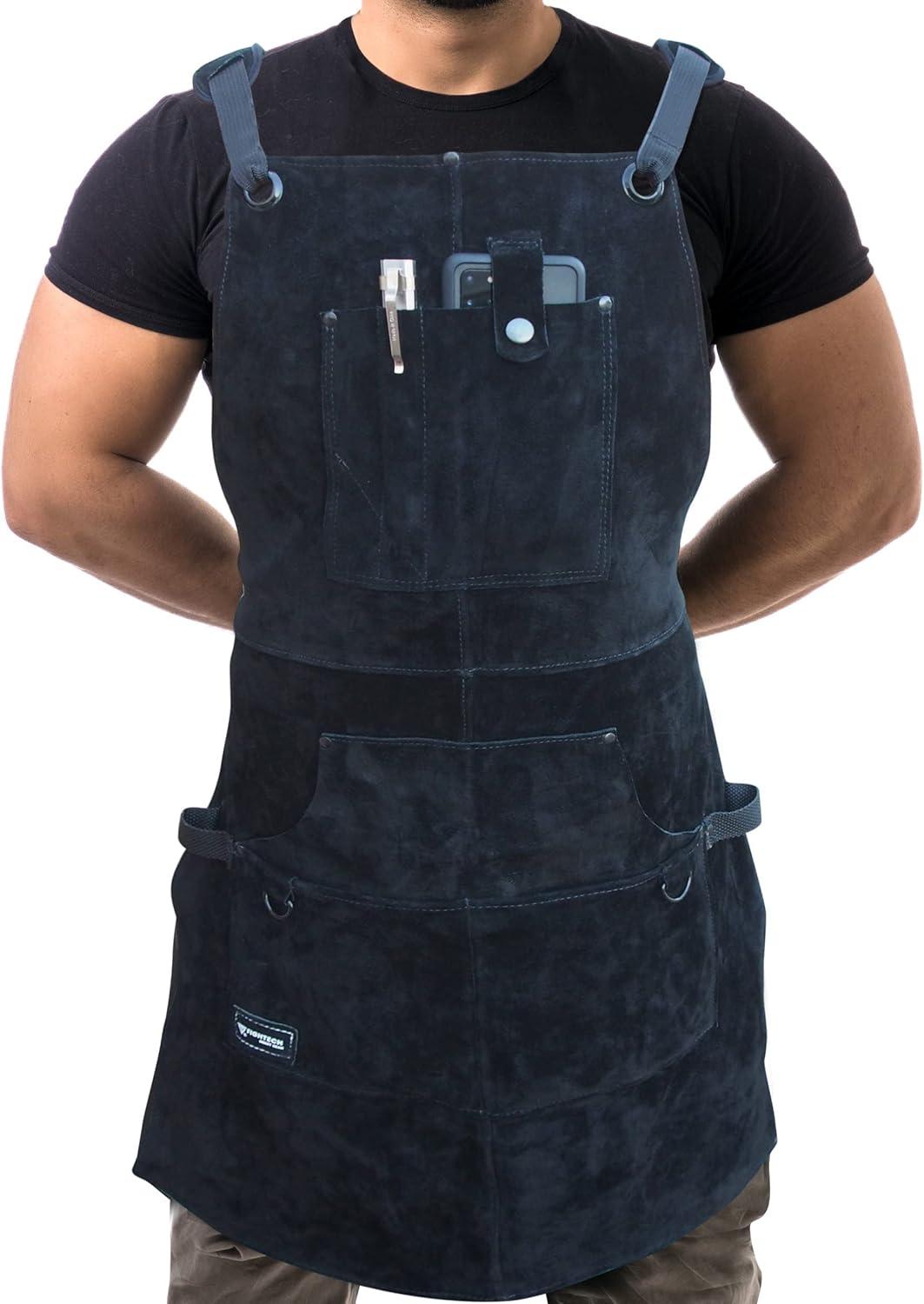 FIGHTECH® Leather Work Apron with Tool Pockets | Welding Apron w Kevlar Stitching | Woodworking Shop Apron | Adjustable M-XXL Pack of 2