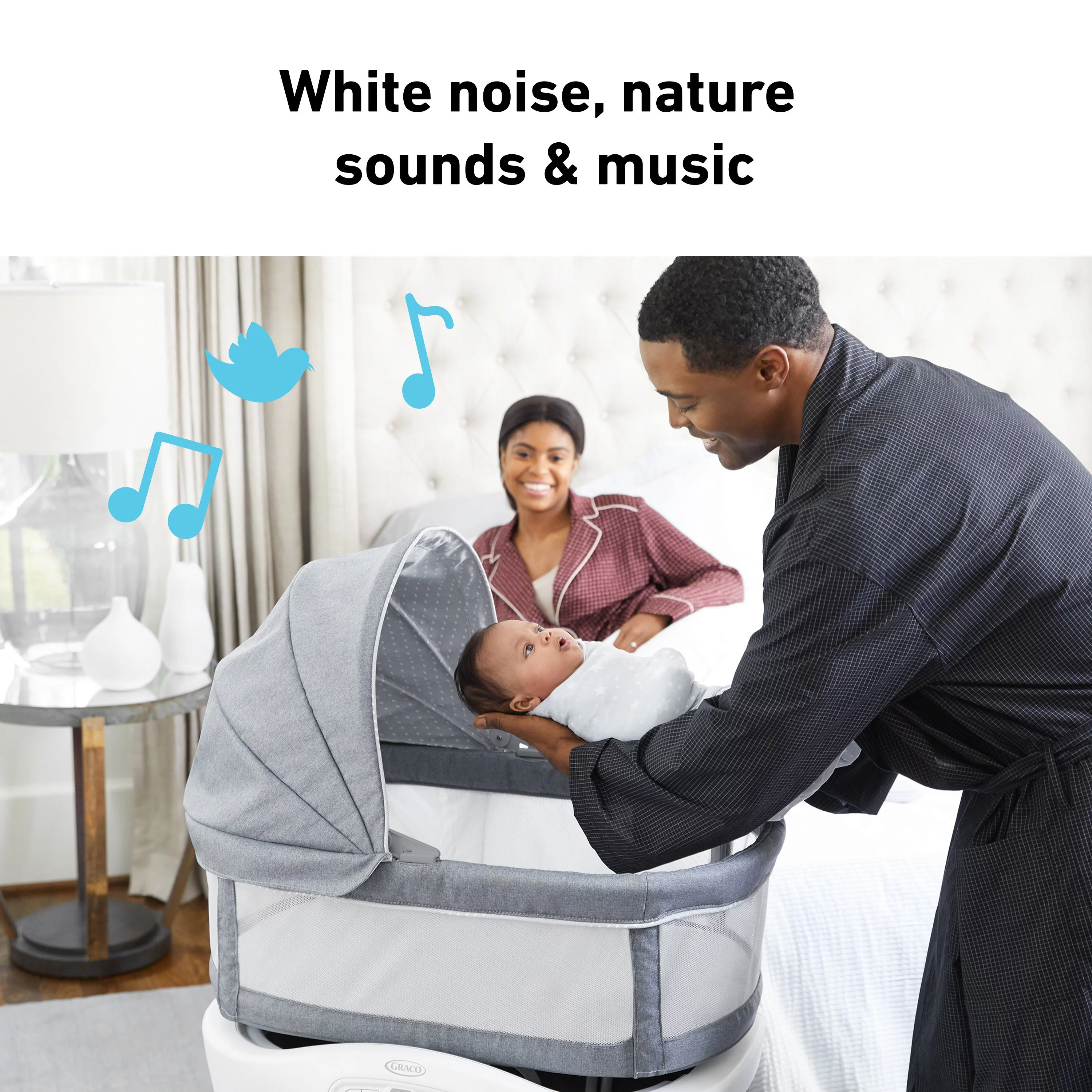 Graco Sense2Snooze Bassinet with Cry Detection Technology, Ellison