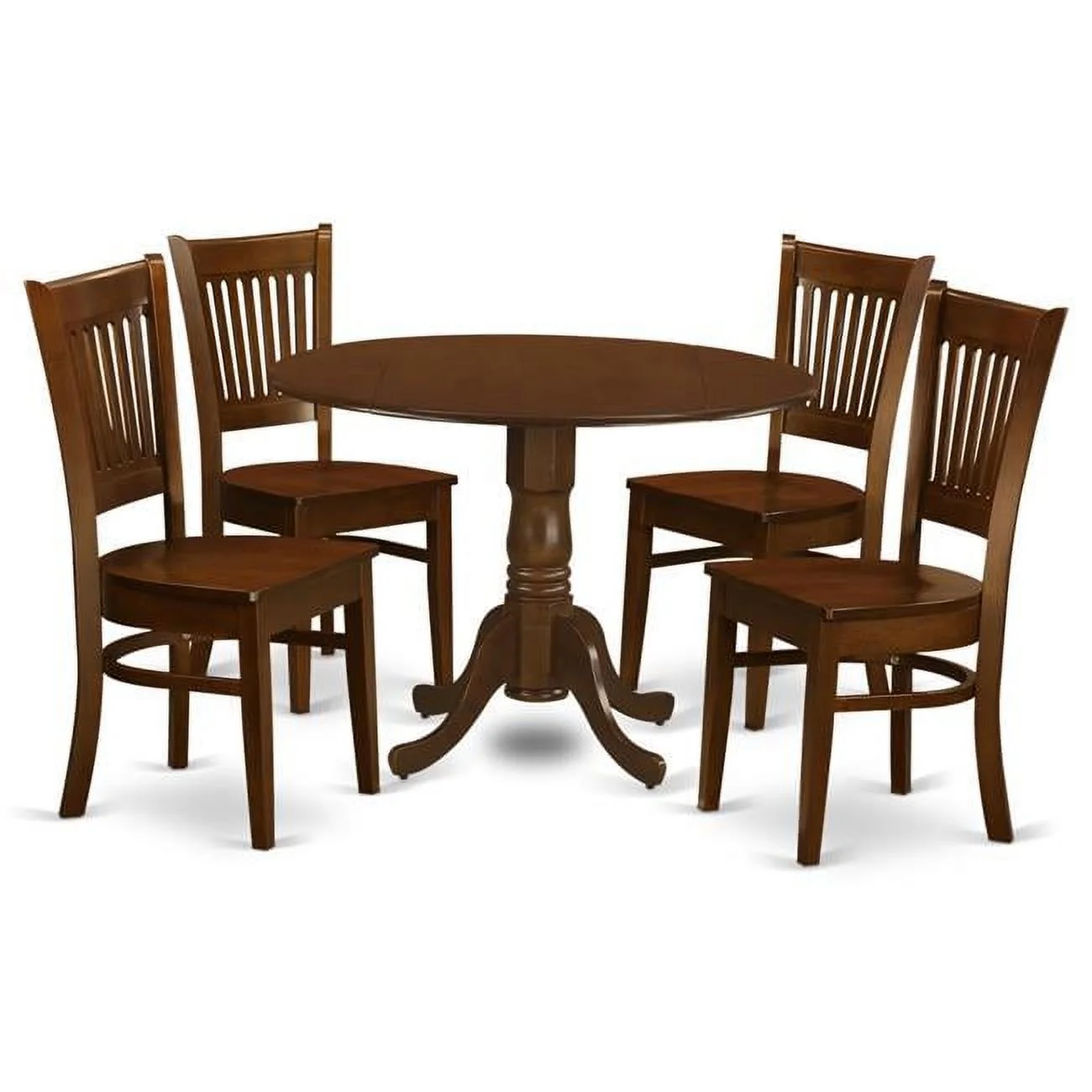 Dublin Table with 2 Drop - Leaf & 4 Solid Wood Chairs, Espresso - 9 in. - 5 Piece - Curated Treasures Market
