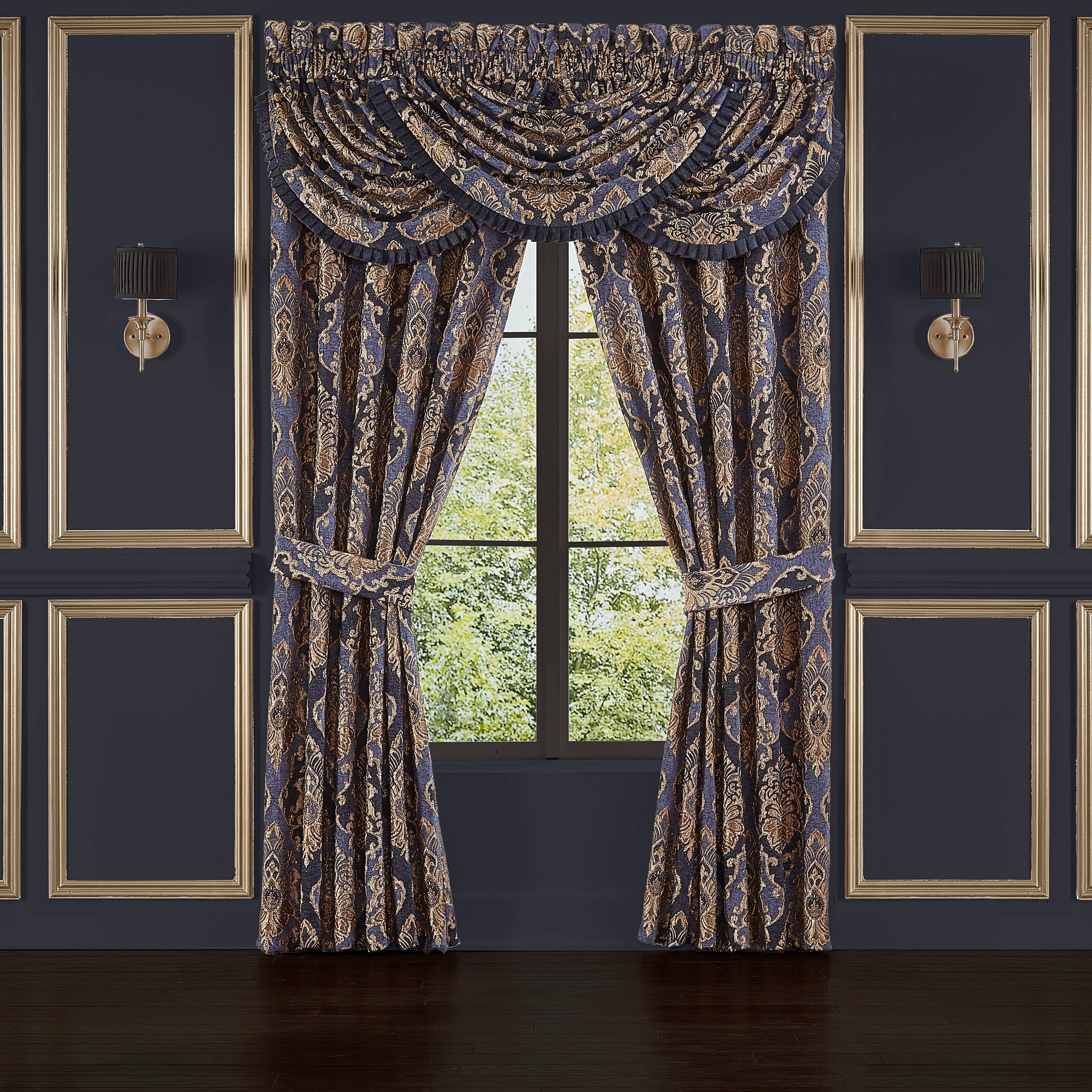 Five Queens Court Woodstock 84x22 Window Panel Pair Indigo