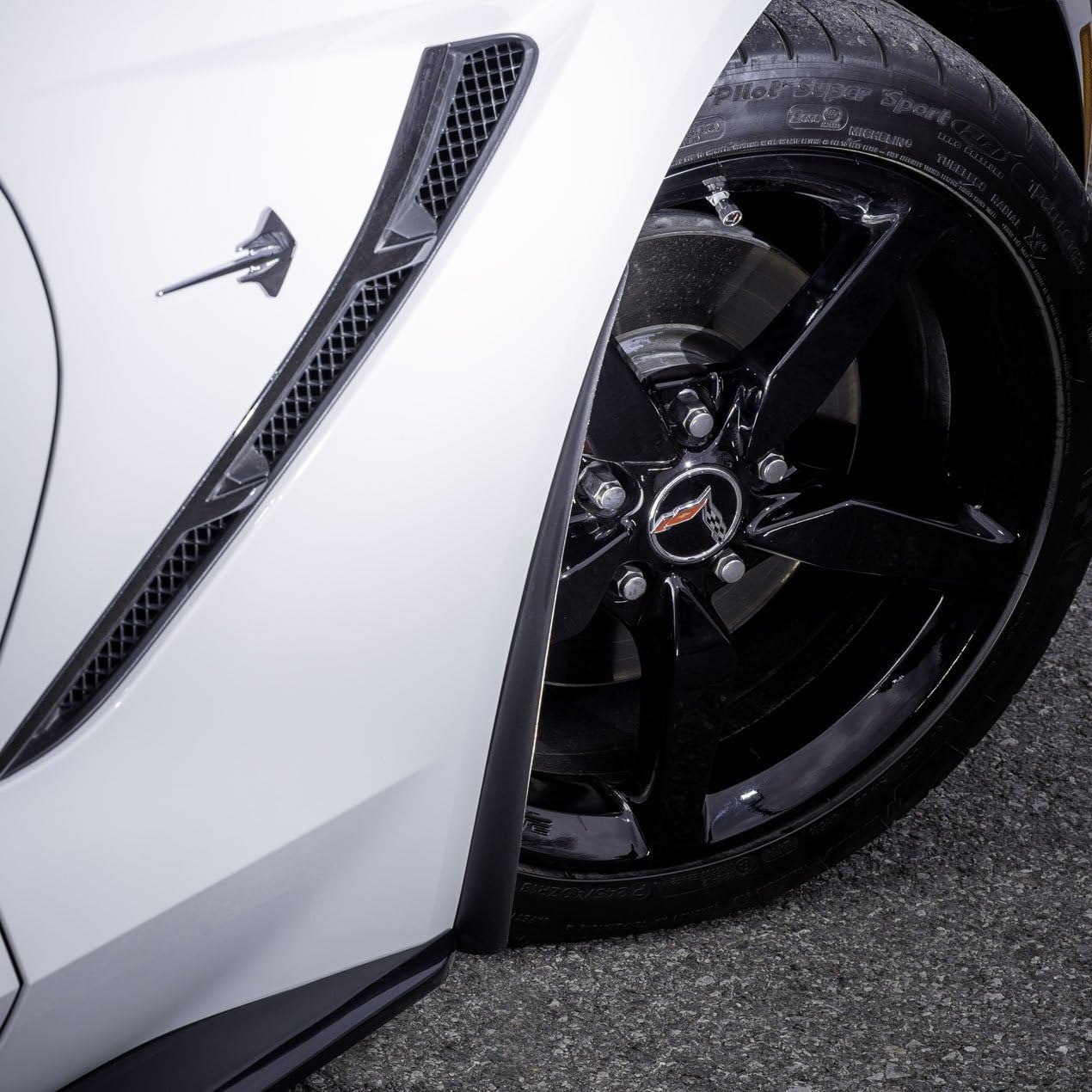 ACS Composite Enhanced Splash Guard in Carbon Flash for C7 Corvette Stingray Grand Sport & Z06. High durability and rigidity for ultimate rock chip protection (ACS Composite Front + GM Rear (4 total))
