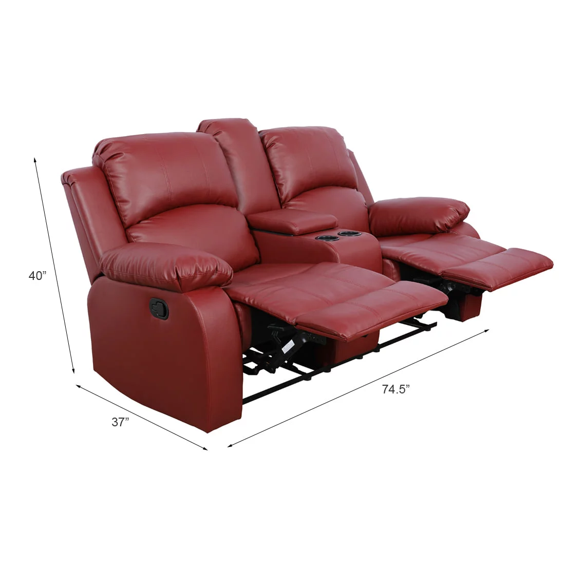 Ainehome Red Leather Recliner Loveseat