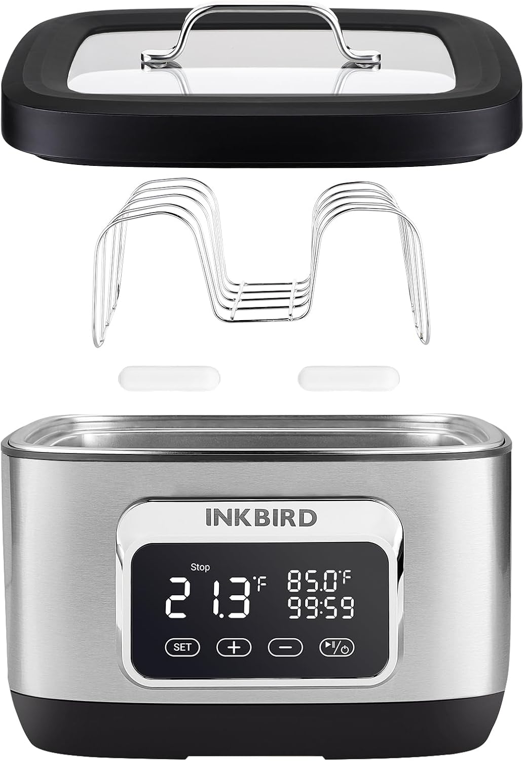 Inkbird 700W 3 in 1Wifi Sous Vide Water Oven with Rack Divider and 14 Preset Recipes, 3D Electromagnetic Water Circulation Rapid Heating,Wifi Control & Timer, 8L Capacity,Wif|Gift Idea (ISV-500W)