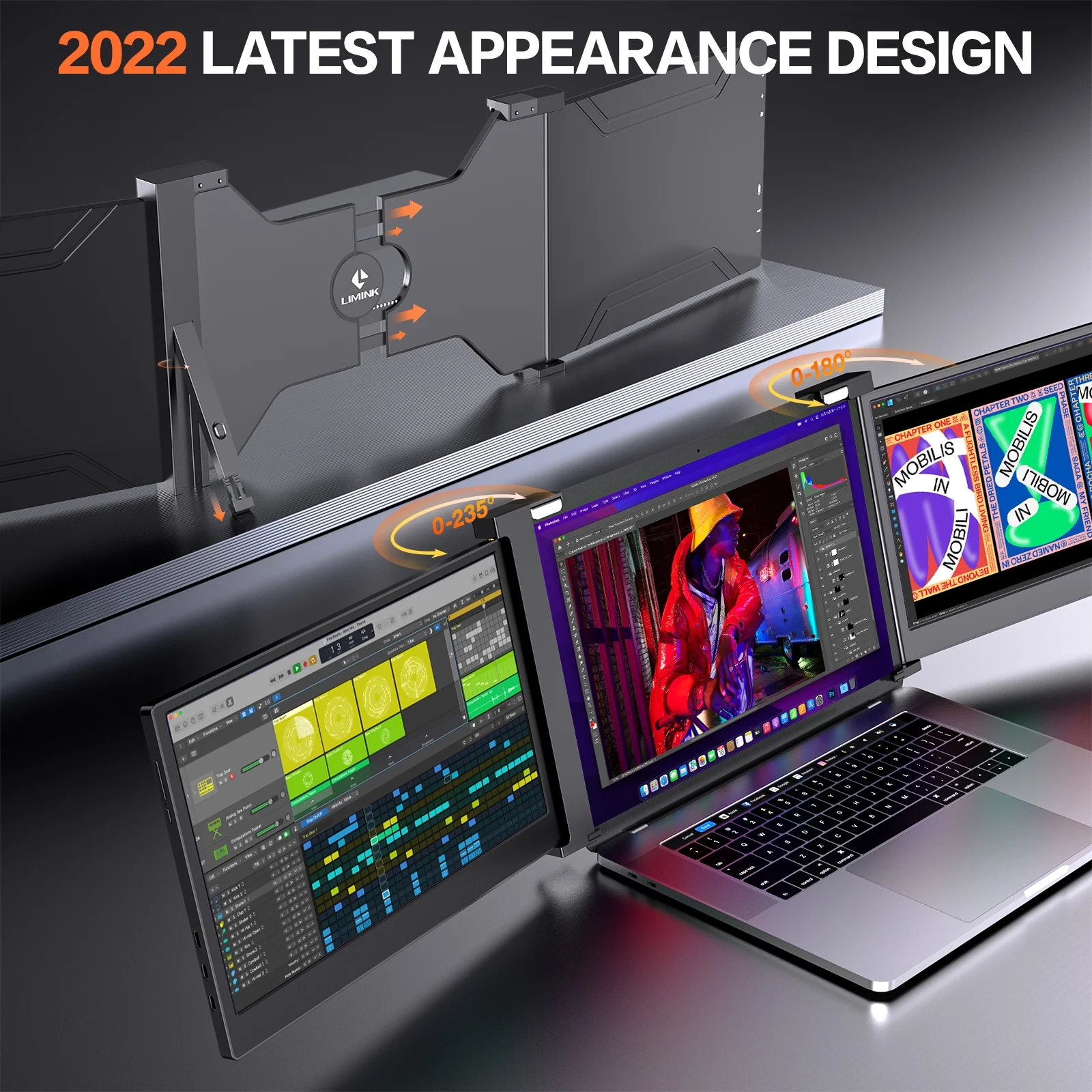 Limink 15-17inch Laptop Extended Screen Portable Triple Monitor 14" Dual Screen Extender,1080P IPS Screen,No Need Driver,Plug&Play,Compatible with Mac OS/Wins, USB/HDMI,Gaming Travel Monitor,Black