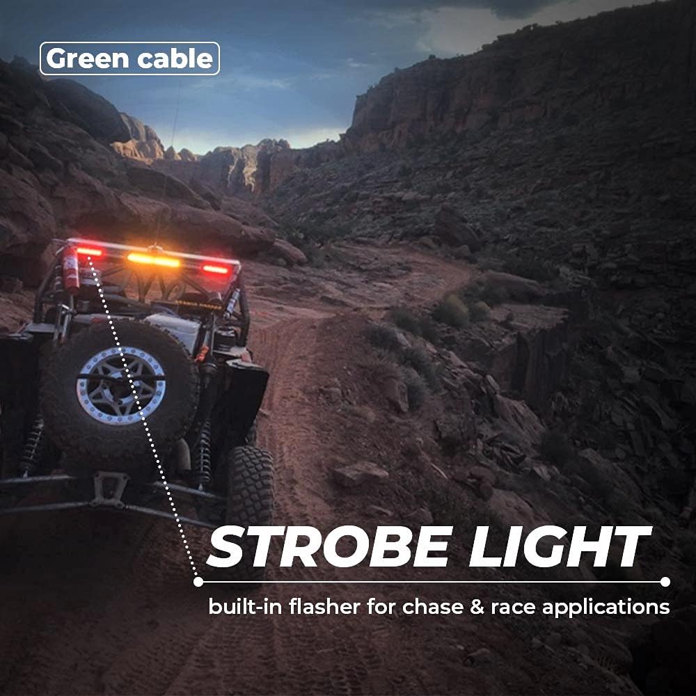 UTV Chase LED Tail Light, kemimoto Chase Brake Light Bar with 5 Modes(Strobe, Courtesy, Reverse, Running, & Brake) Compatible with Polaris RZR Ranger Can Am Maverick X3-1.75'' to 2 Roll Bar Pack of 2