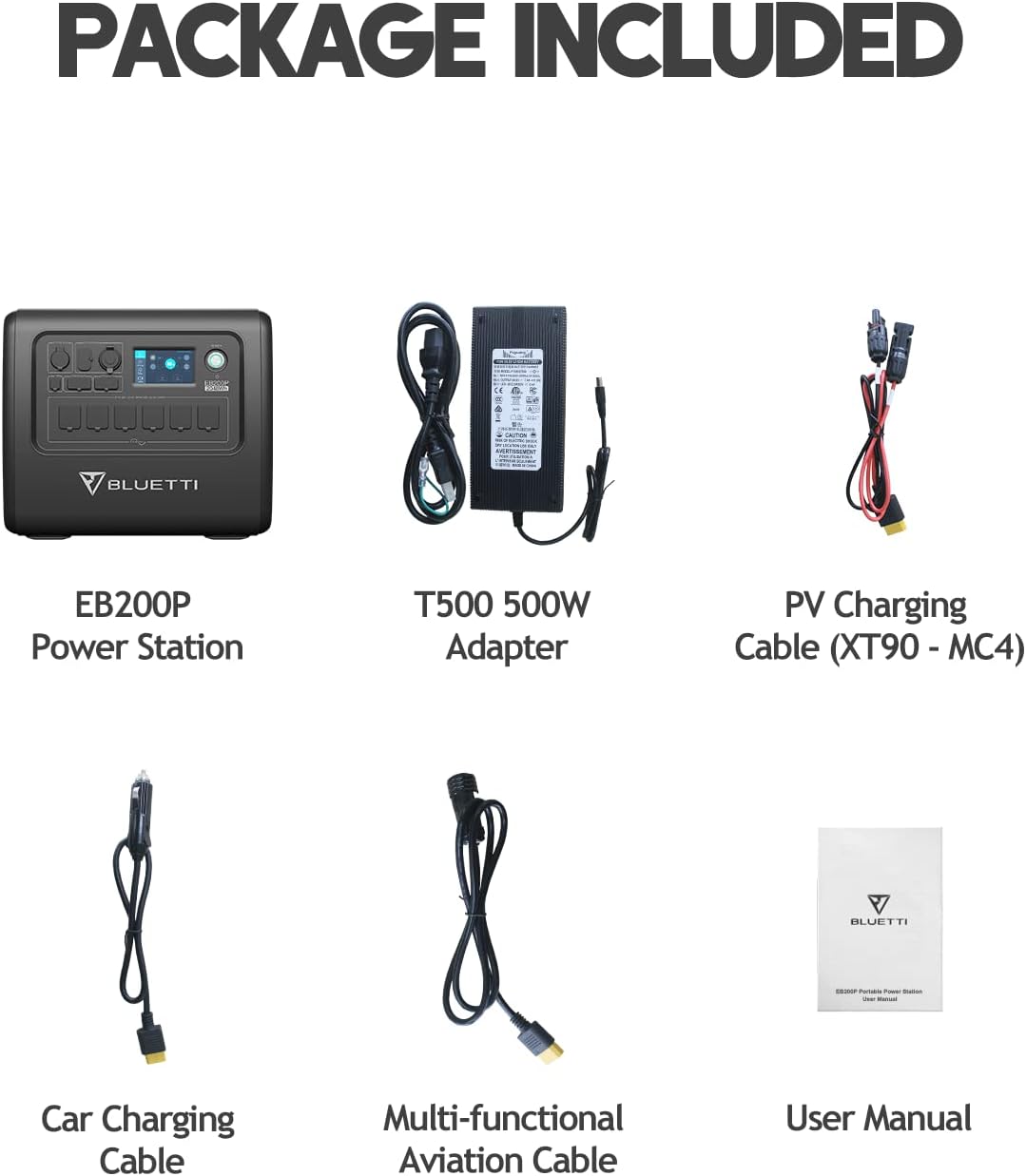 BLUETTI Portable Power Station EB200P 2200W 2048Wh Solar Generator with 6 AC Outlets (4800W Surge) Lithium Battery Backup for Home Use Emergencyn Outdoor Camping Vanlife