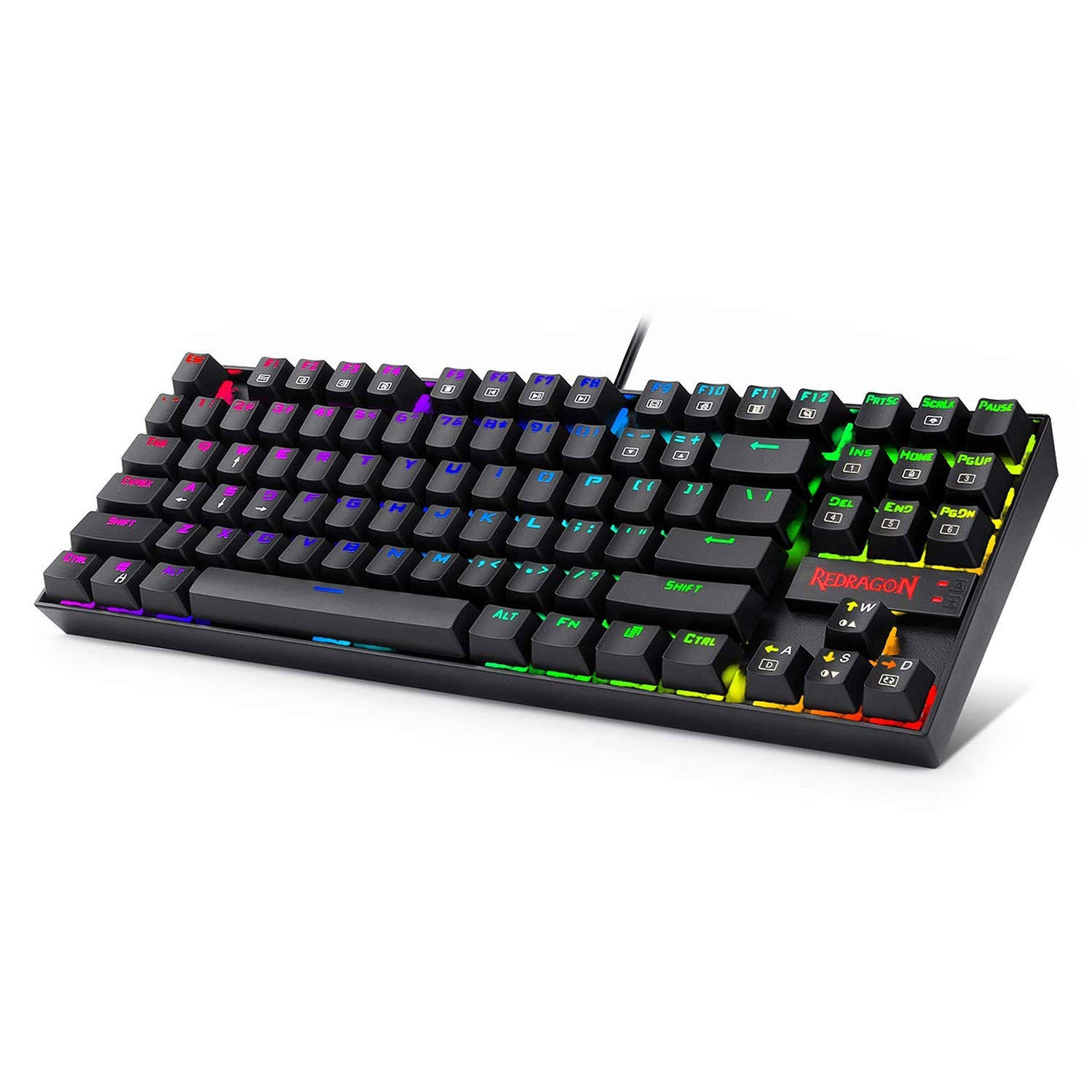 Redragon K552 Mechanical Gaming Keyboard 60% Compact 87 Key Kumara Wired Cherry MX Blue Switches Equivalent for Windows PC Gamers (RGB Backlit Black) - Megean