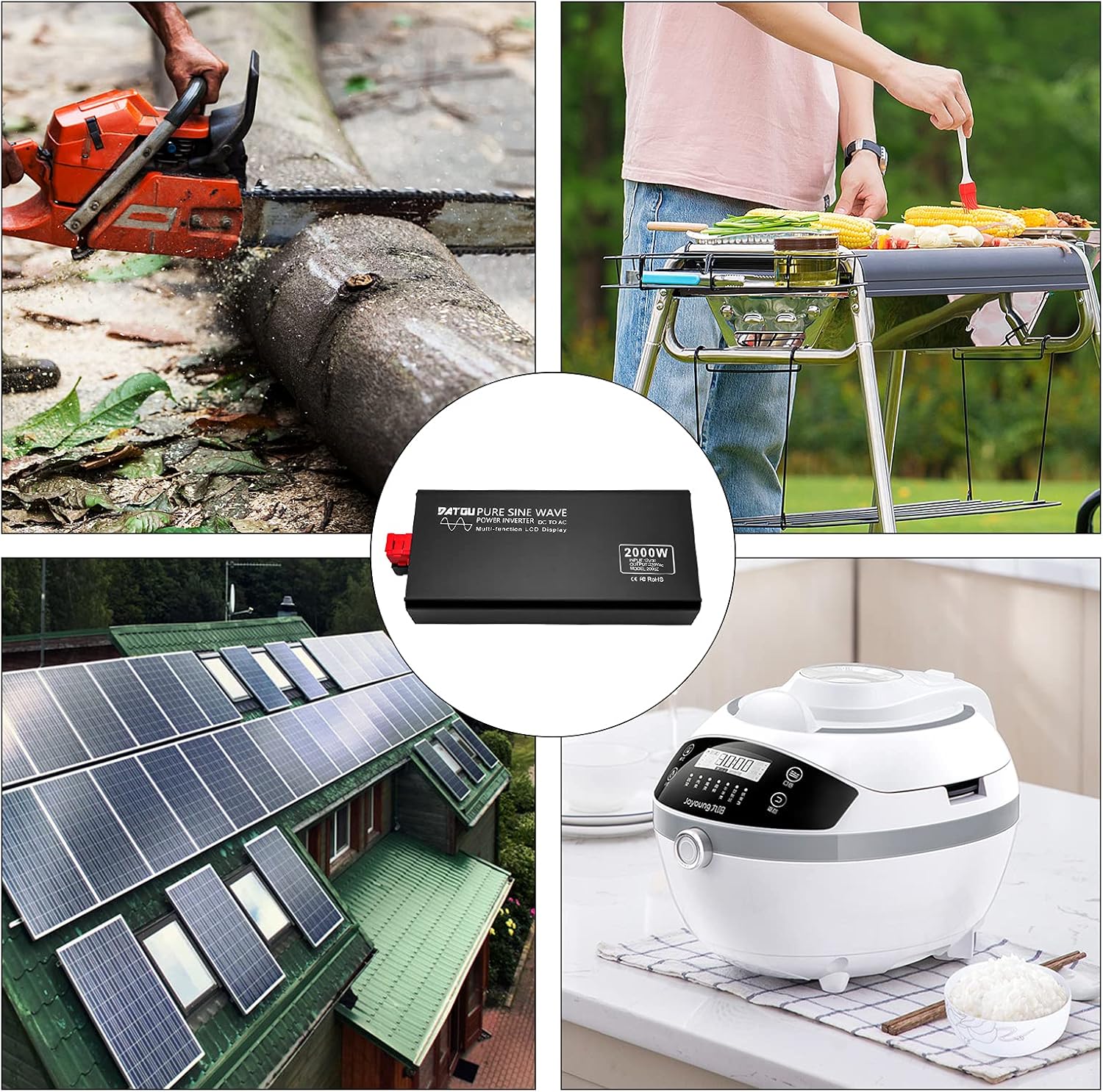 Pure Sine Wave Inverter 2000W Peak 4000W Power Inverter DC 12V to AC 110V 120V with 2 AC Outlets LCD Display for Home Solar System Car Truck RV Professional-Grade Voltage Converter Sine Wave Inverter