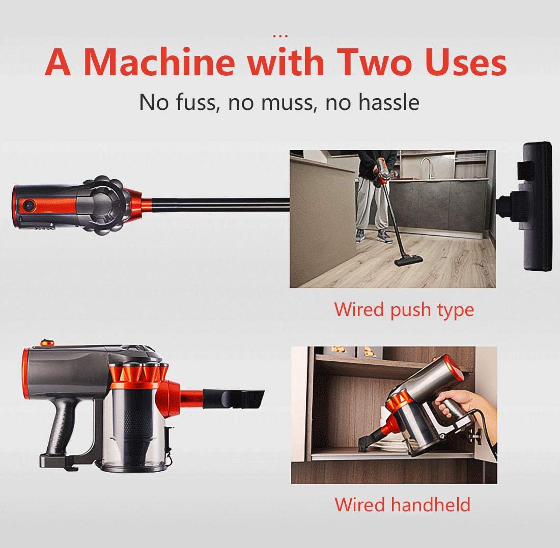 2-in-1 Vacuum Cleaner,18Kpa Swivel Ultra Lightweight Corded Stick Vacuum,Strong Suction Handheld Stick Versatile Vacuum, Cleaner Bagless for Floor Carpet Car Pet Hair