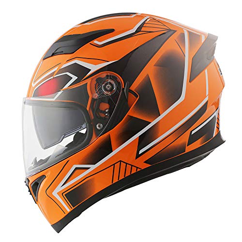 1Storm Motorcycle Full Face Dual Visor Helmet Bundle with Spoiler and Motorcycle Bluetooth Headset: HJK316 Matt Black
