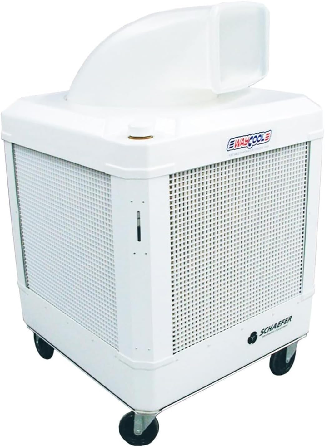 Schaefer WayCool Portable Oscillating Evaporative Cooler - High-Velocity Swamp Air Cooler for Camping, Garage, Room, Office, Livestock – Freestand Fan Upto 30°F, 2 wind speeds for Indoor and Outdoor