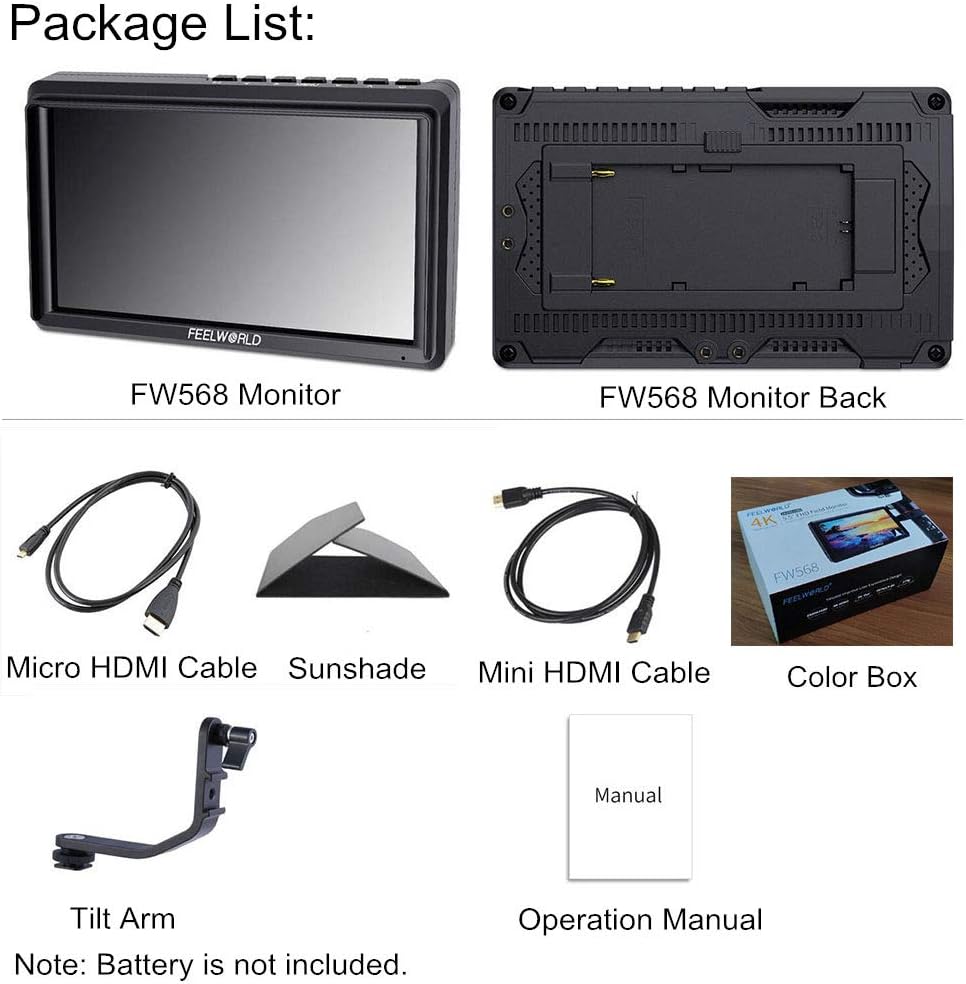 Feelworld FW568 5.5 inch 4K HDMI DSLR Camera Field Monitor Small Full HD 1920x1080 LCD IPS Video Support attendance for DSLR Camera
