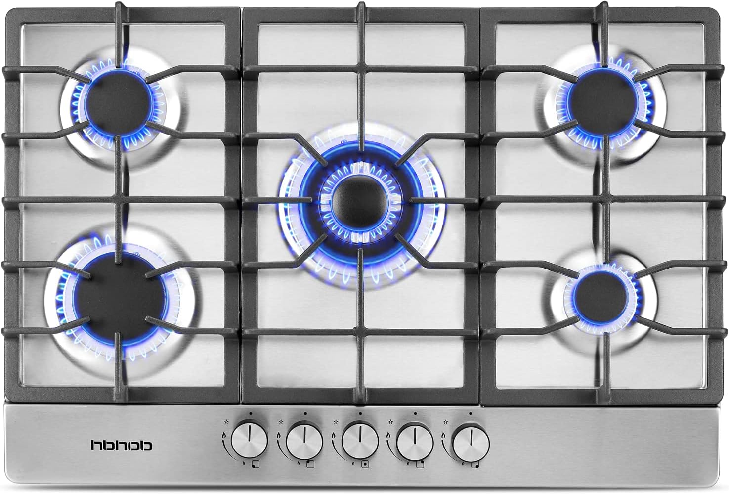 Gas Cooktop, HBHOB 30 Inches 5 Burners Gas Stove Gas Hob Stovetop Stainless 5 Sealed Burners Cast Iron Grates Built-in Gas Stove Top LPG/NG Gas Cooktop Thermocouple Protection and Easy to Clean &hellip;