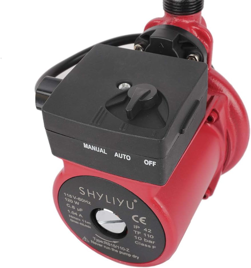 SHYLIYU Water Pressure Booster Pump Circulator Pump 115V/60Hz Hot Water Automatic Recirculating Pump 1 inch Outlet Pressure Booster Pump Cast Iron