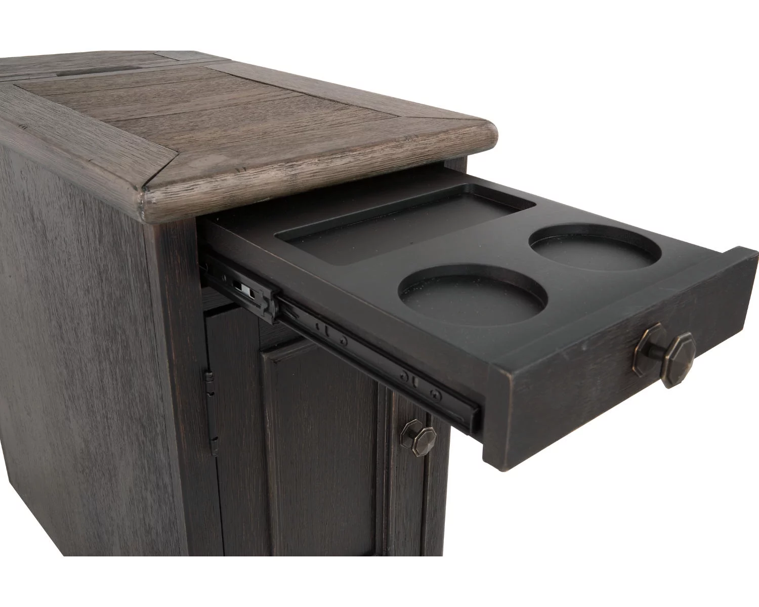 Signature Design by Ashley Casual Tyler Creek Chairside End Table with USB Ports & Outlets  Grayish Brown/Black