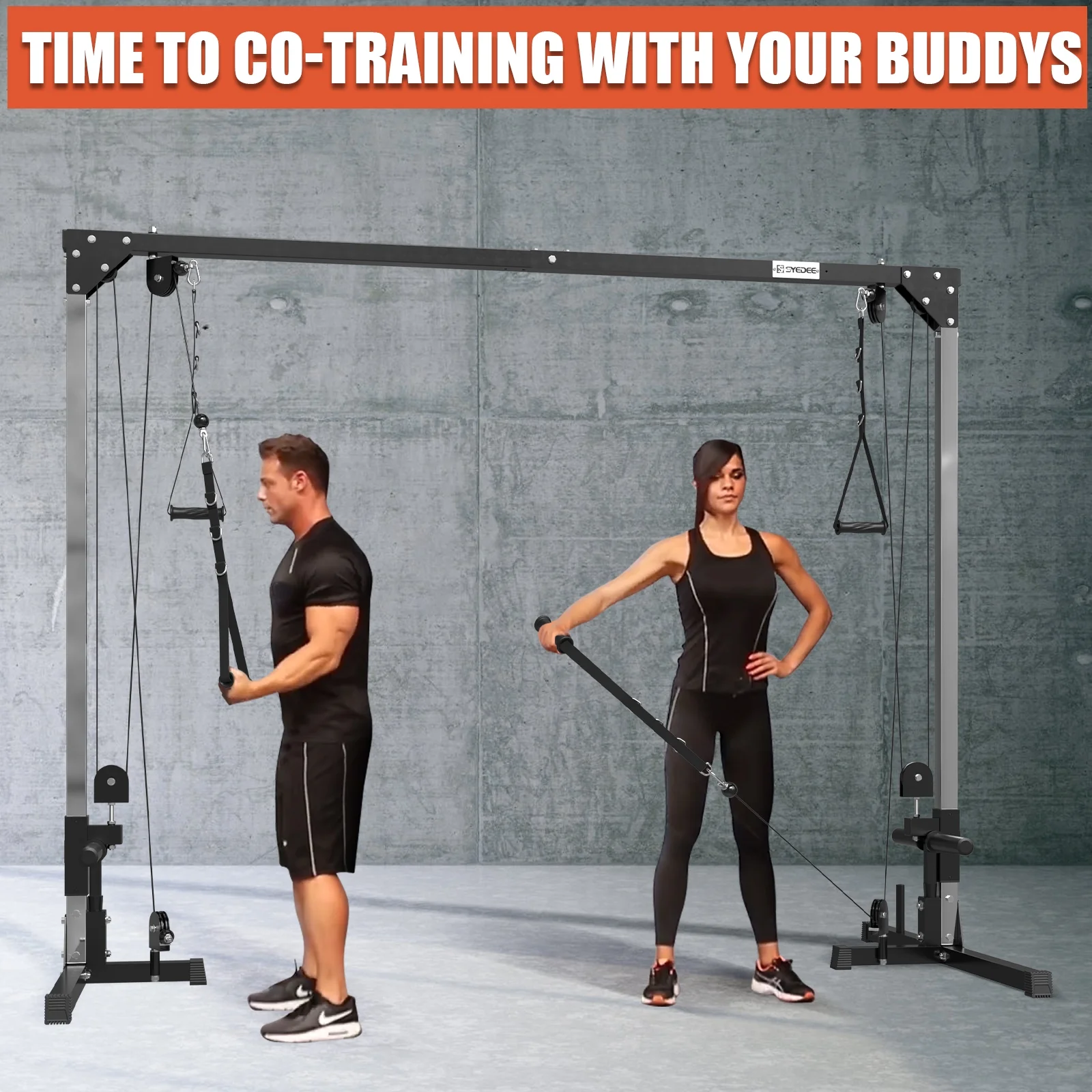Cable Crossover Machine, syedee Dual Pulley Cable Machine, 400lbs Plate loaded Cable Fly Machine for Home Gym, Standard Home Gym Equipment with Pulley System