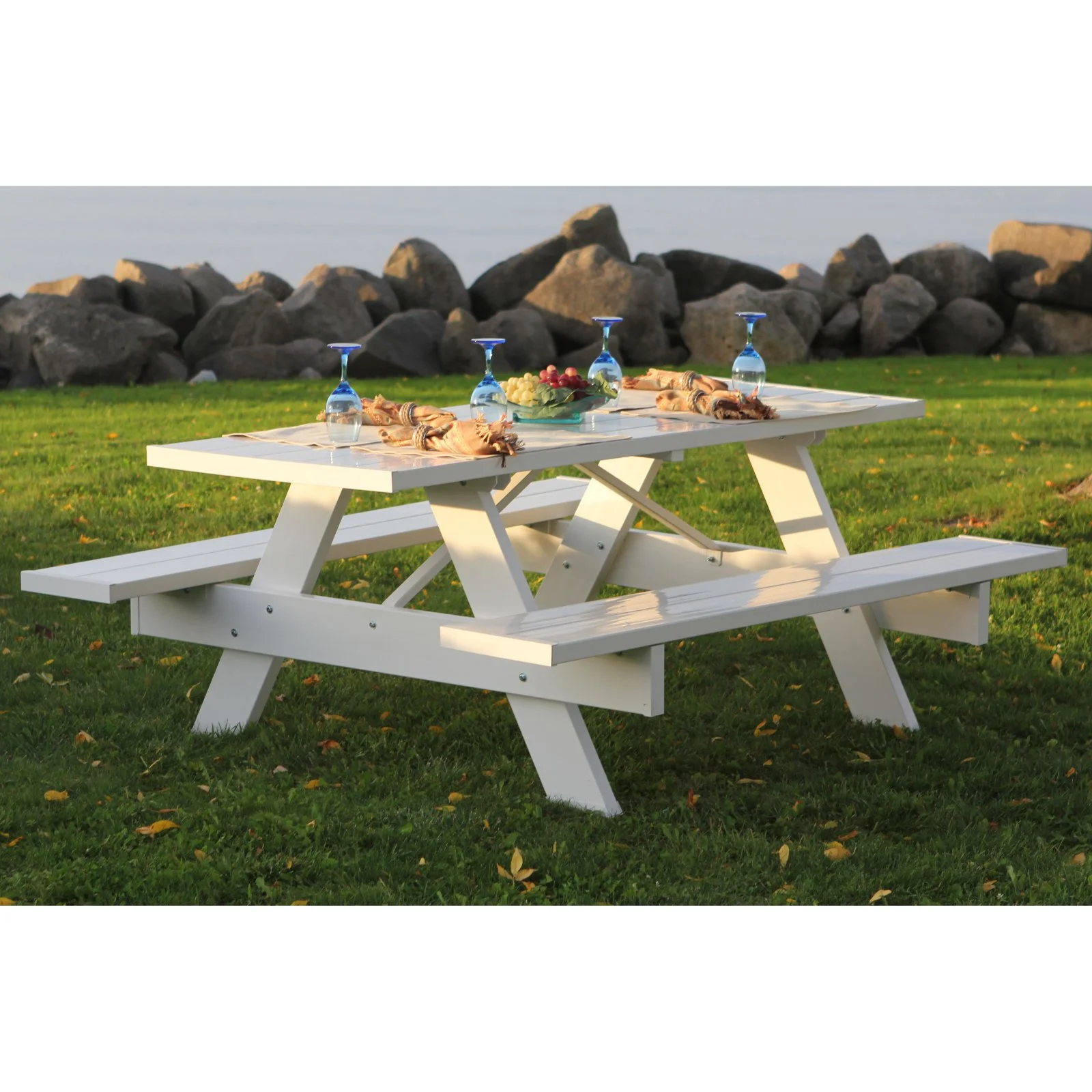 DuraTrel 6' Traditional White Picnic Table
