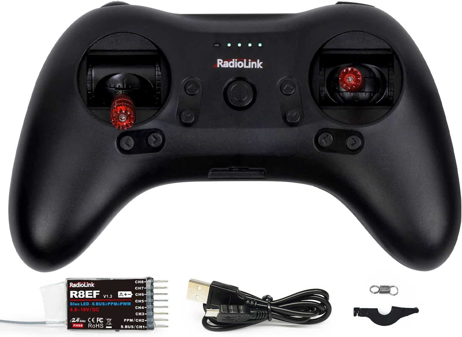 Radiolink T8S 8 Channels 2.4GHz RC Transmitter and Receiver R8EF RX, Remote and Controller Built-in Rechargeable Battery for Quad/Airplane/Car/Boat and More (Mode 1 Right Hand)