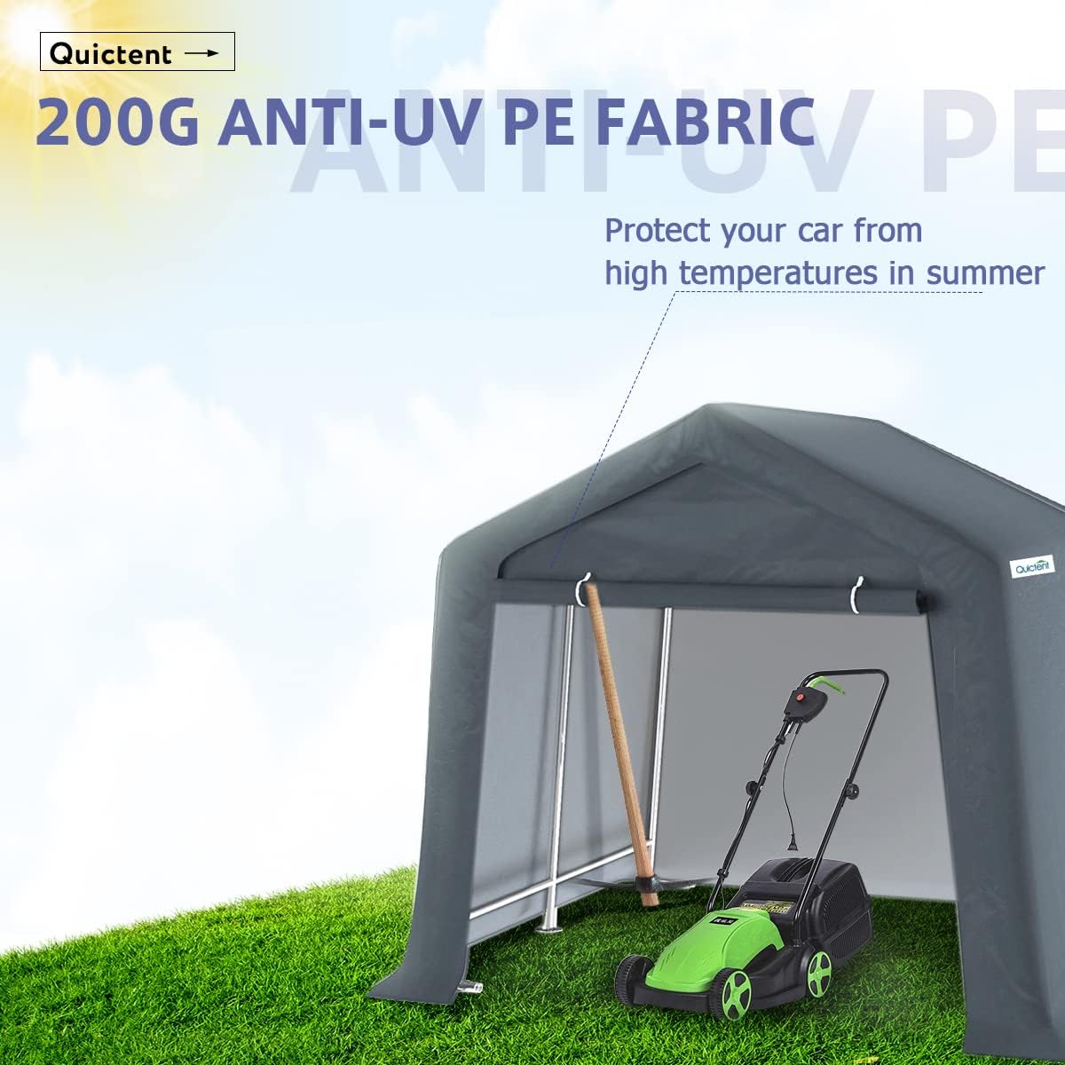 Quictent 7' x 12' Storage Shelter Storage Shed Heavy Duty Carport Outdoor Car Canopy-Grey