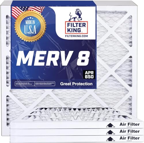 Filter King 16x25x4 Air Filter | 4-PACK | MERV 8 HVAC Pleated A/C Furnace Filters | MADE IN USA | Actual Size: 15.5 x 24.5 x 3.75"