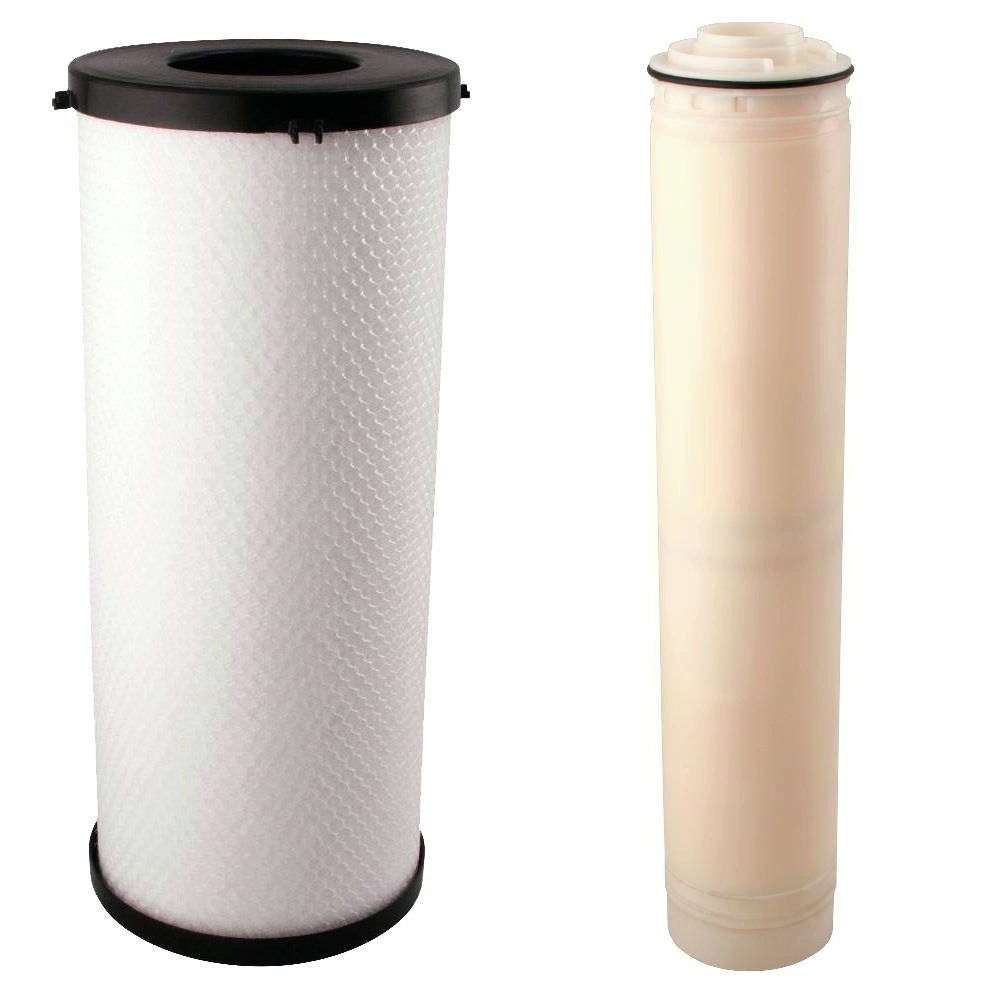 Watts Premier OFPCOM Whole House OneFlow Plus Combo Water Filter Replacement Pack with Carbon Block and OneFlow, 2 pack & WHT WH-LD Whole House 50-Micron Sediment Water Filtration Kit, White