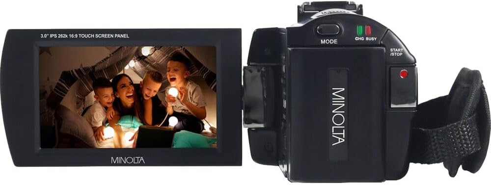 Minolta MN4K25NV 4K Ultra HD 30 Mega Pixels Night Digital Vision Video Camcorder (Black) Bundle with 128GB Memory Card + Camera Tripod + LED light + More Accessories