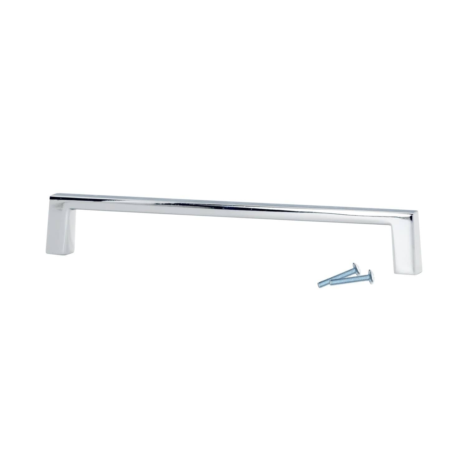 25 Pack Sleek Square 4x22 Centers Chrome, Cabinet Hardware Pull Handle, Grey