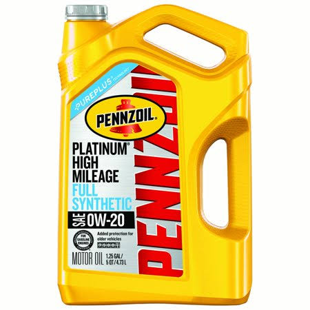 (6 Pack) Pennzoil Platinum High Mileage 0W-20 Full Synthetic Motor Oil, 5 qt