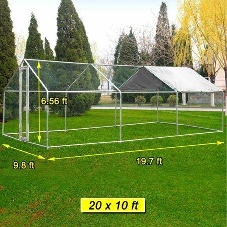 Walnest 6.1m x 3M Walk in Large Metal Chicken Coop Run Backyard Hen House Poultry Rabbit Cage u0026 Cover
