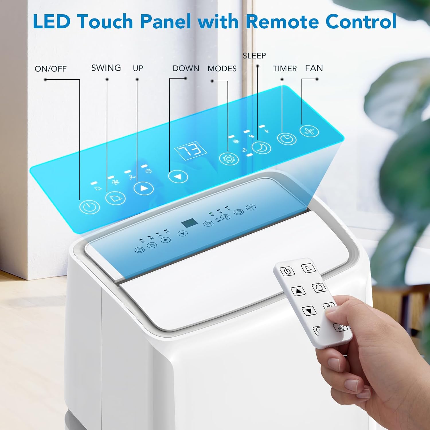 14,000BTU Portable Air Conditioner, Portable AC Unit for Room up to 750 Sq. Ft. Spaces, Portable AC with Remote Control, 3In1 Cool, Fan, Dehumidify Modes, Portable AC Unit for Indoor Room Office