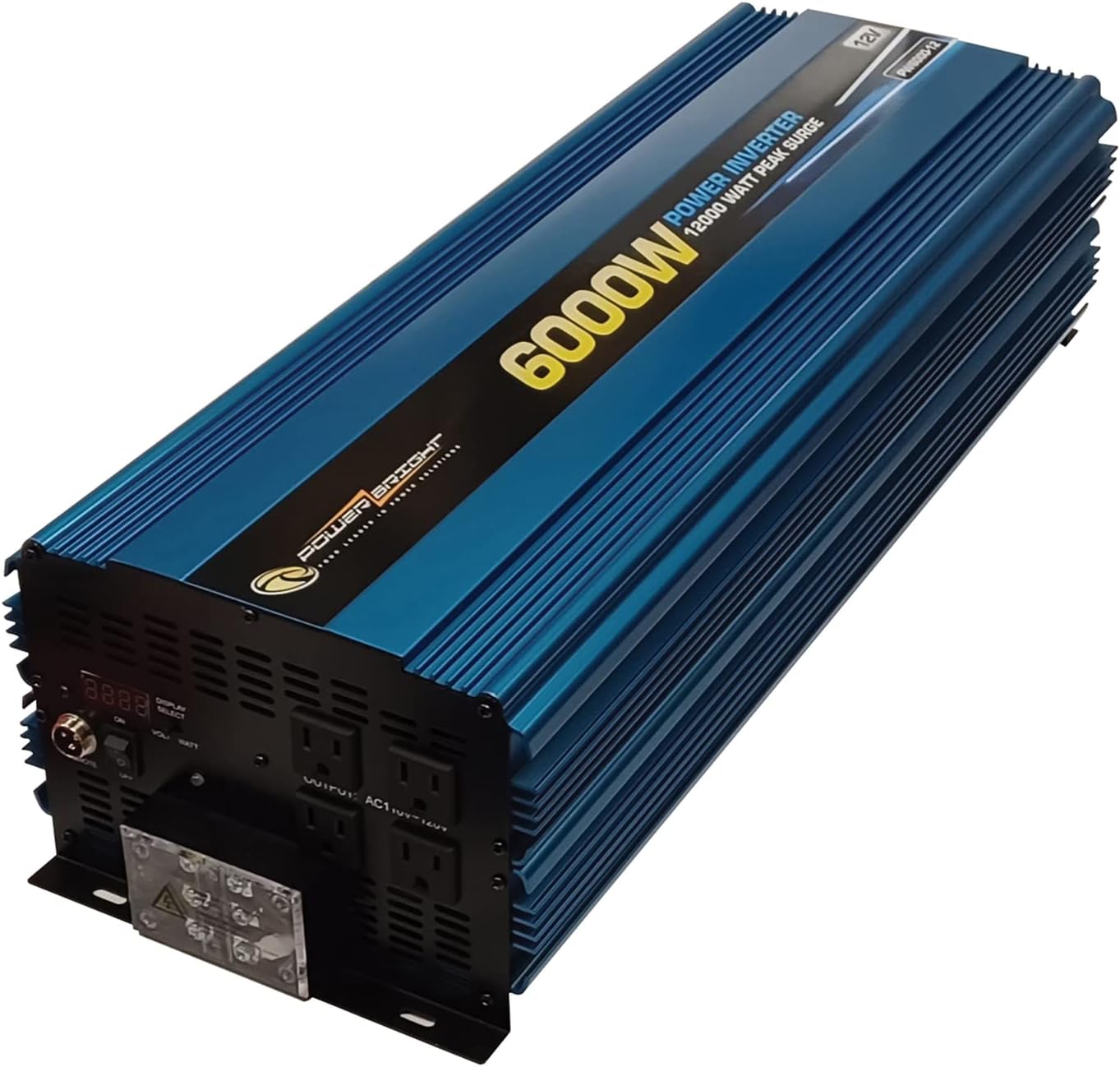 PW6000-12 12V DC to AC 6000W Modified Sine Wave Power Inverter, 6000W Continuous Power, 12000W Peak Load Power Rate, Anodized Aluminum Case, Built-in Cooling Fan