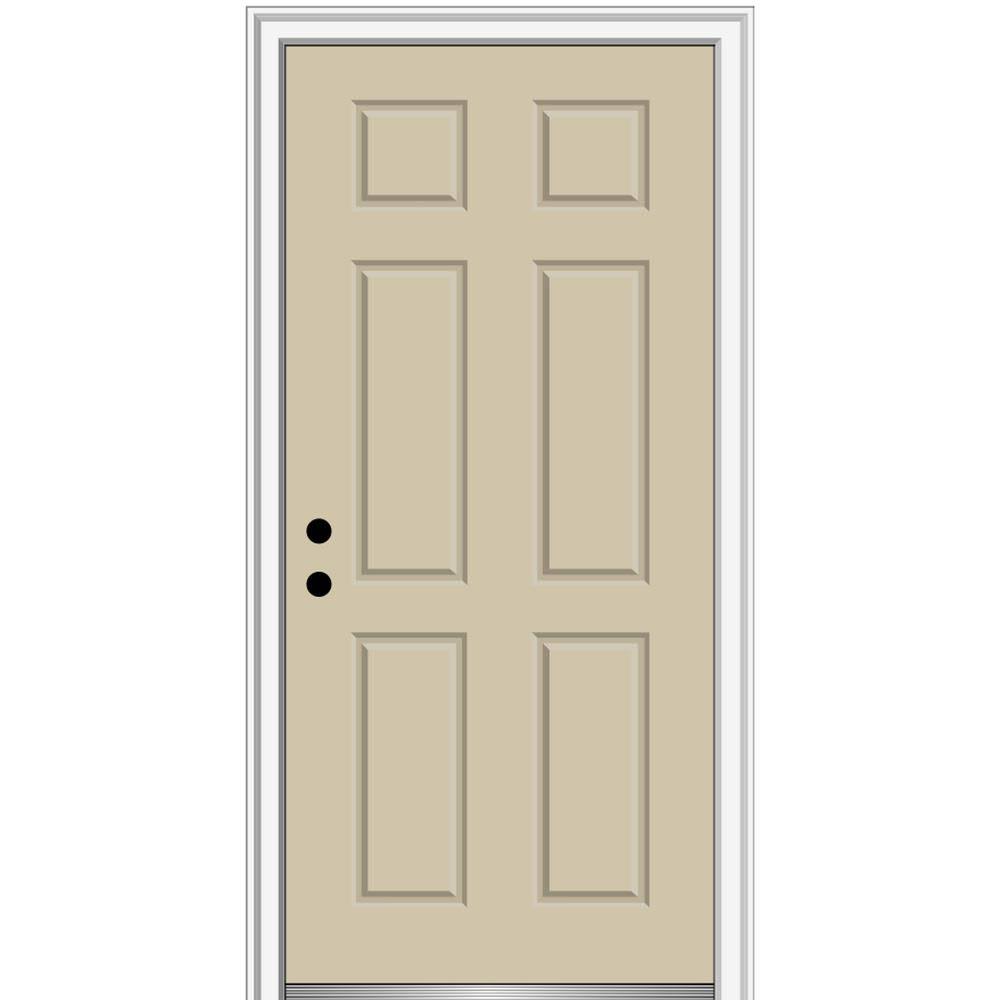 MMI Door 30 in. x 80 in. Right-Hand Inswing 6-Panel Classic Painted Fiberglass Smooth Prehung Front DOOR, Wicker