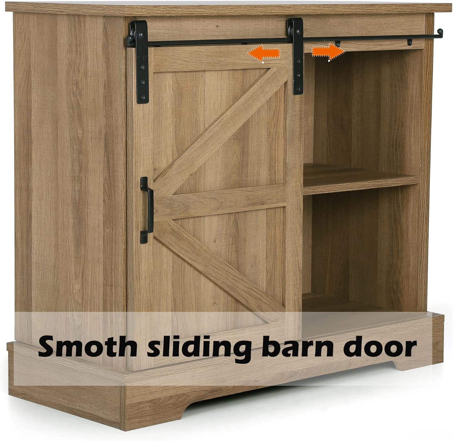 Farmhouse Coffee Bar Cabinet - Sliding Barn Door Kitchen Sideboard Buffet Storage Cabinet