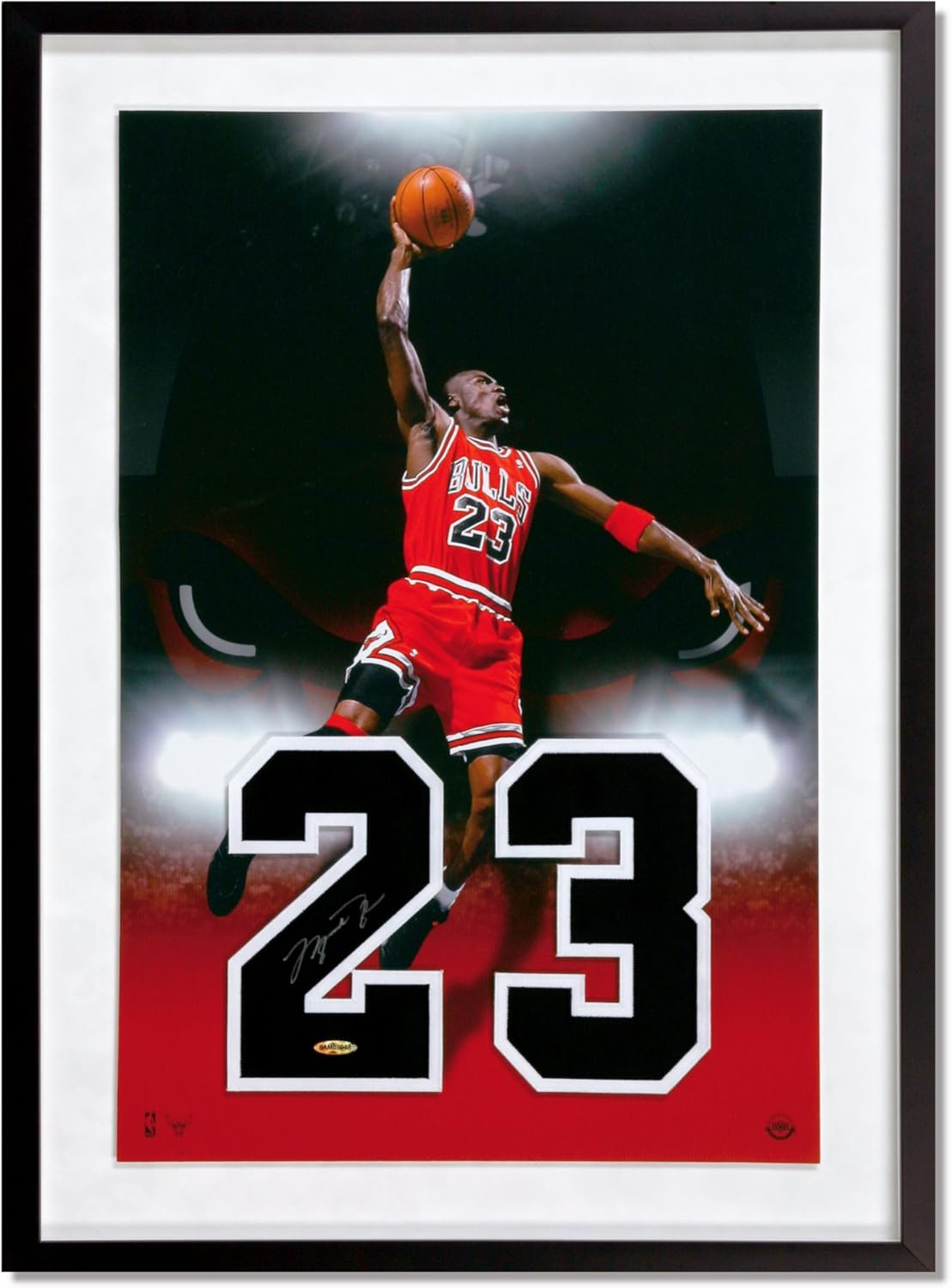 Michael Jordan Autographed "Bullseye" Chicago Bulls Jersey Number Piece - Framed