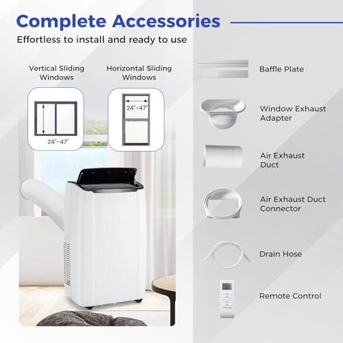 DORTALA Portable Air Conditioner, Smart Floor Standing Quiet 4-in-1 AC Unit with Heater, Fan & Dehumidifier, 24H Timer & APP, Remote Control