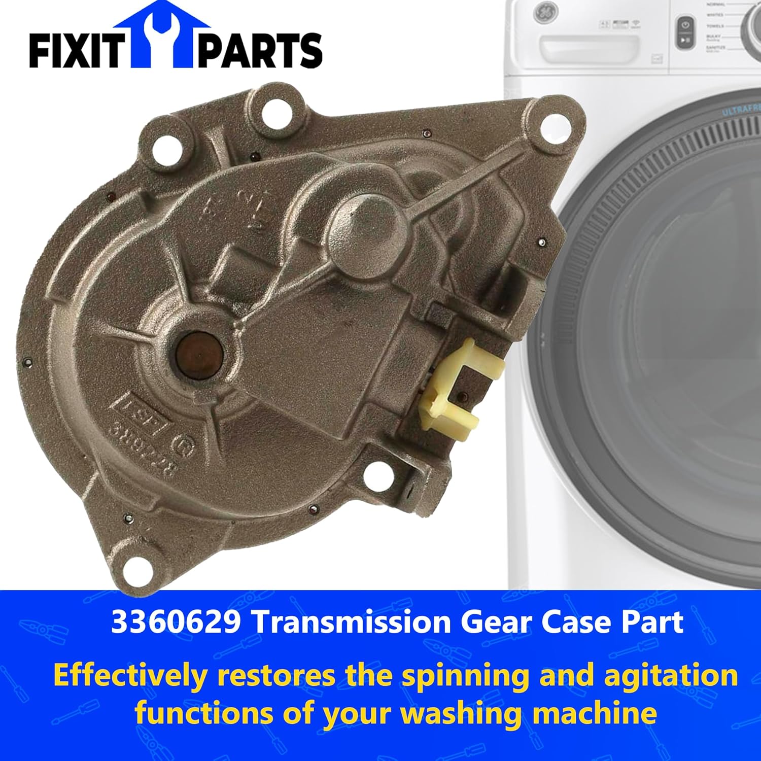 UPGRADED FIXIT PARTS 3360629 Transmission Gear Case Part for Whirlpool, Kenmore, KitchenAid, Maytag, Roper, Admiral, Amana, Crosley, Estate, Inglis washers.