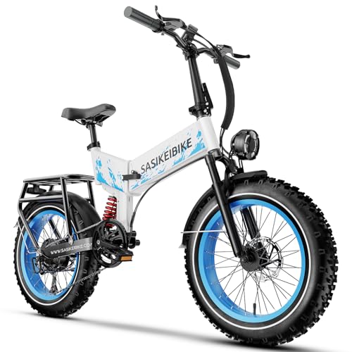 1500W Folding Electric Bike for Adults Full Suspension,52v 20AH Electric Dirt Bike with 20"x 4.0 Fat Tire, Max 30+MPH & 70 Miles Electric Bicycle, Ebike for Snow, Mountains, Road UL Certified