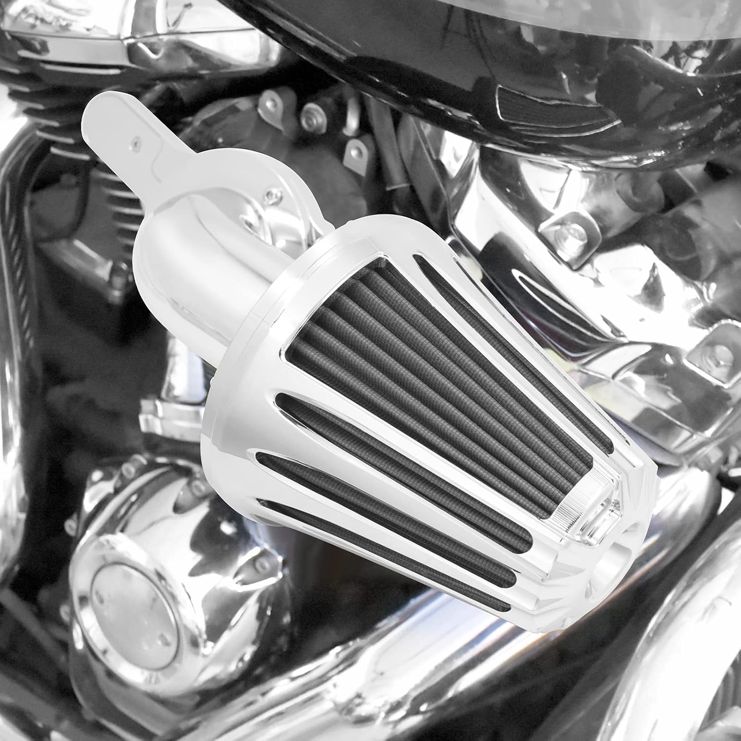 HDBUBALUS Sucker Air Intake Cleaner Kit Air Filter Fit for Harley M8 Softail Touring Trike 2017-2022 Softail 2018-2022 (Chrome Grey)