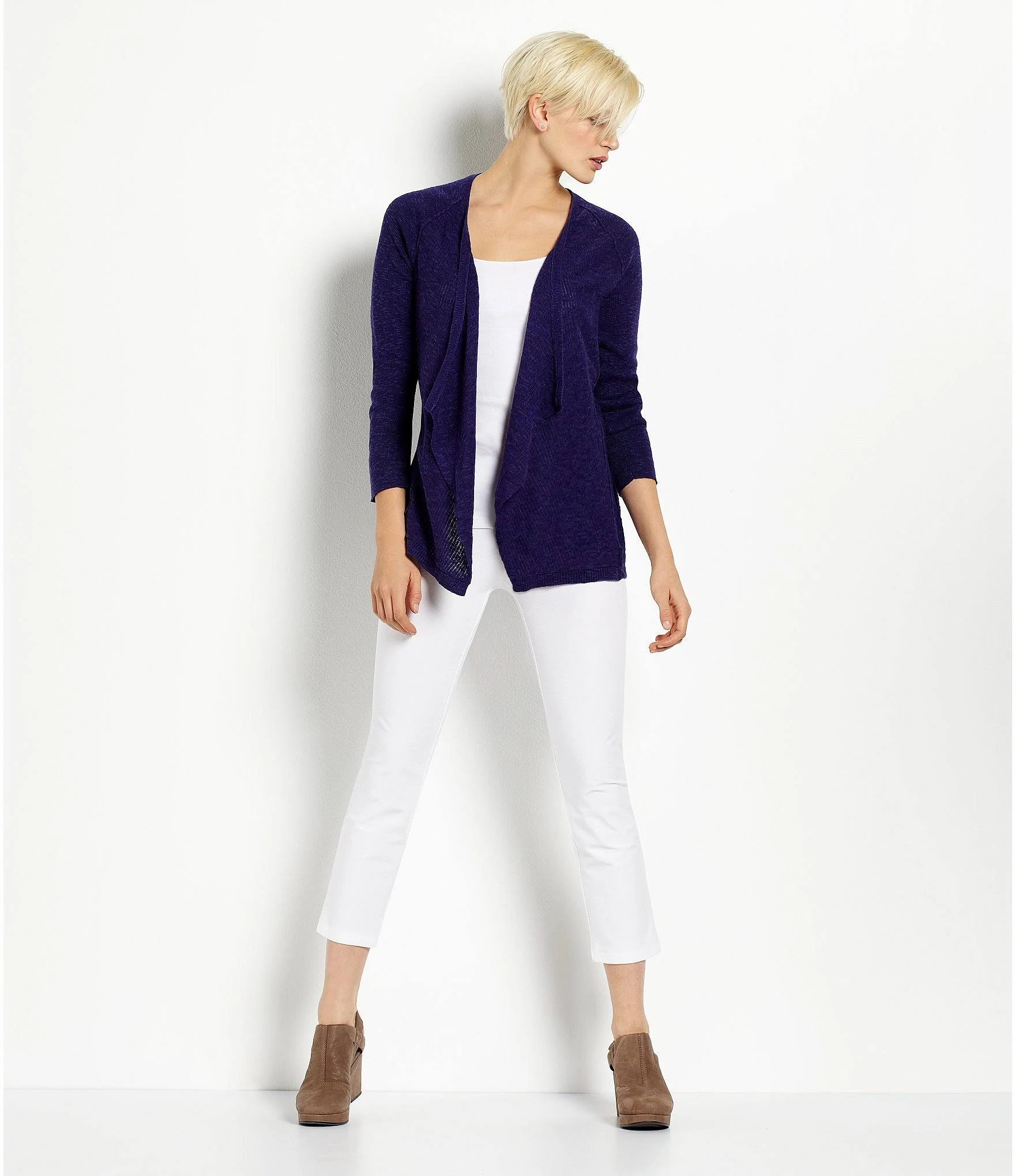 Eileen Fisher White System Stretch Crepe Slim Ankle Pant