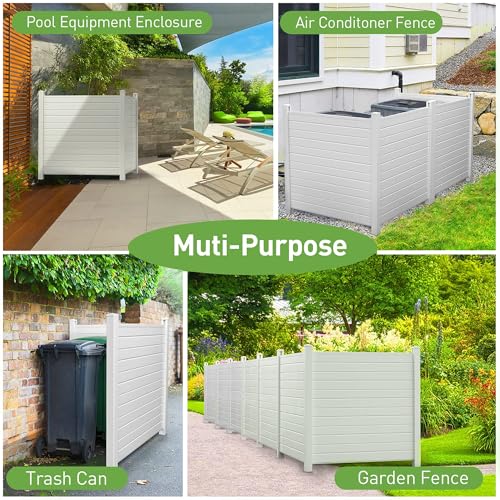 48"W X 48"H Air Conditioner Fence Privacy Screen, Pool Equipment Enclosure, Privacy Fence Panels For Outside, Trash Can Privacy Fence Outdoor With Ground Stakes, Garden Fence, Outdoor Privacy Screens(