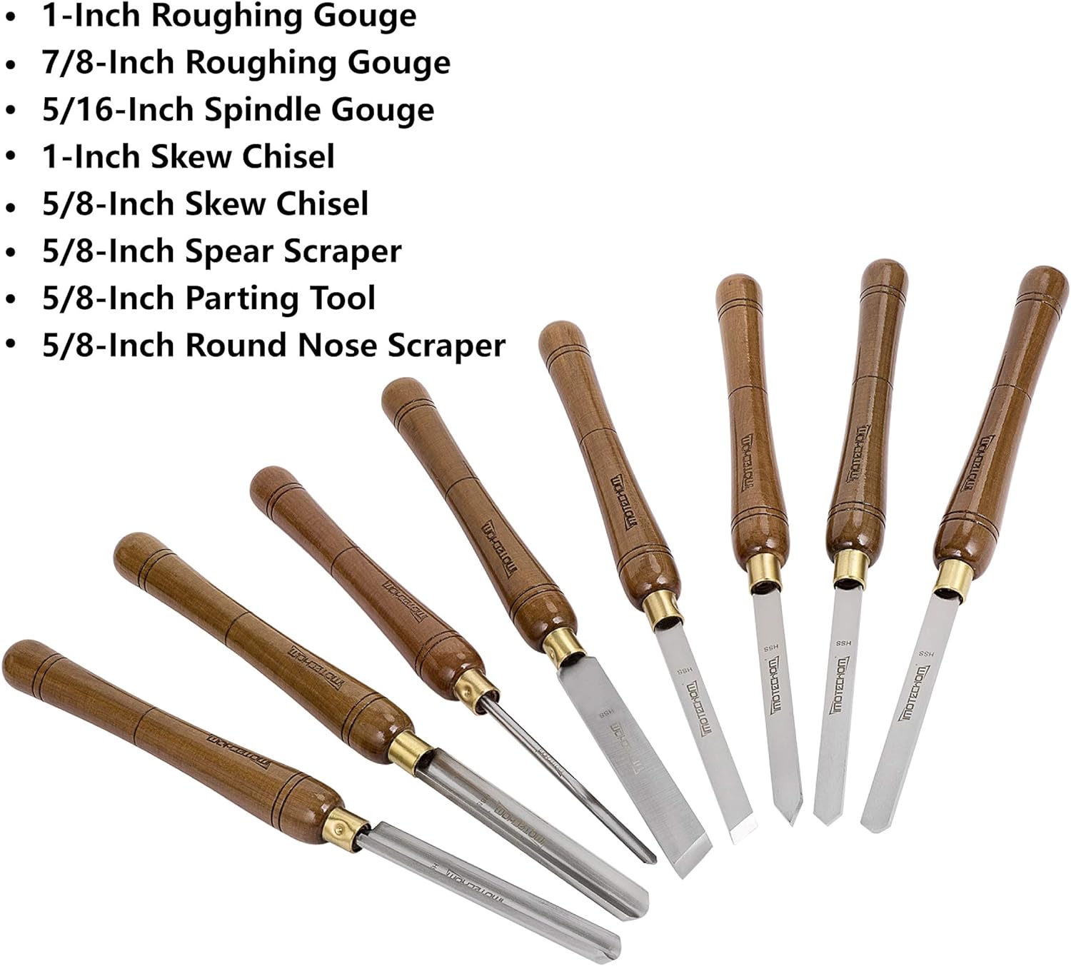 IMOTECHOM 8-Pieces HSS Wood Turning Tools Lathe Chisel Set with Walnut Handle (Wooden Storage Case)