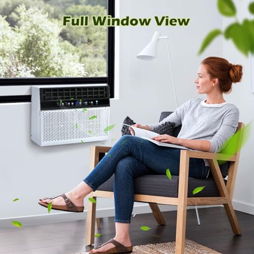 R.W. FLAME U-Shaped Window Air Conditioner with Full Window View, Ultra Quiet AC Unit, Remote Control, Cools up to 450 Sq. Ft. Living Room/Bedroom/Home,Energy Efficient,Washable Filter