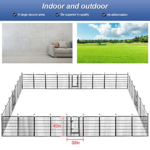 BestPet Dog Playpen Indoor 40 inch 16 Panels Metal Dog Pen Pet Dog Fence Outdoor Exercise Pen with Doors,Pet Puppy Playpen for RV Camping Yard, Black