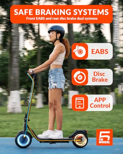 5TH WHEEL V20 Pro Electric Scooter, 10" Solid Tires, 350W Motor & 18 MPH, Turn Signals and Dual Brakes, APP Control & E-Lock, Portable and Foldable Commuter Electric Scooter for Adult